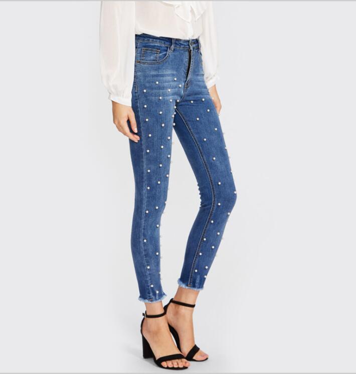 Pearl High Waisted Beaded Jeans