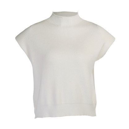 Summertime in the Hamptons High-Neck Short-Sleeved Knit Sweater