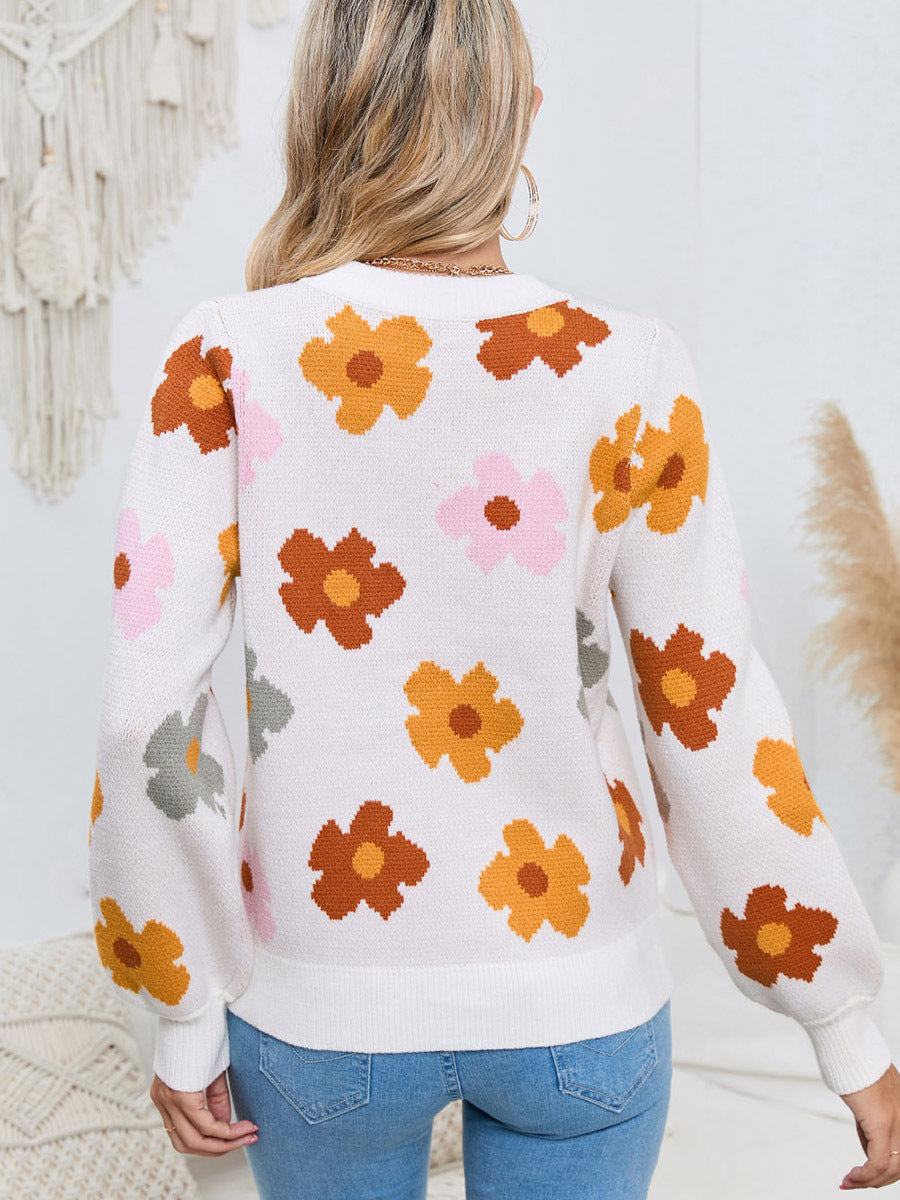 Flower Child Knit Pullover Women's Sweater