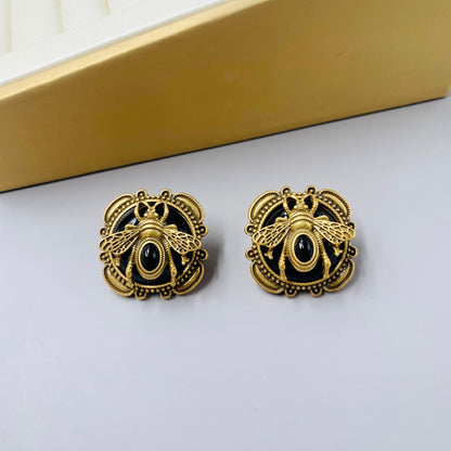 Starr Vintage Beetle Gold Plated Earrings