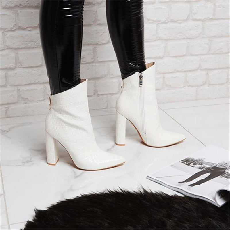 Sin City Crocodile Faux Leather Ankle Boots