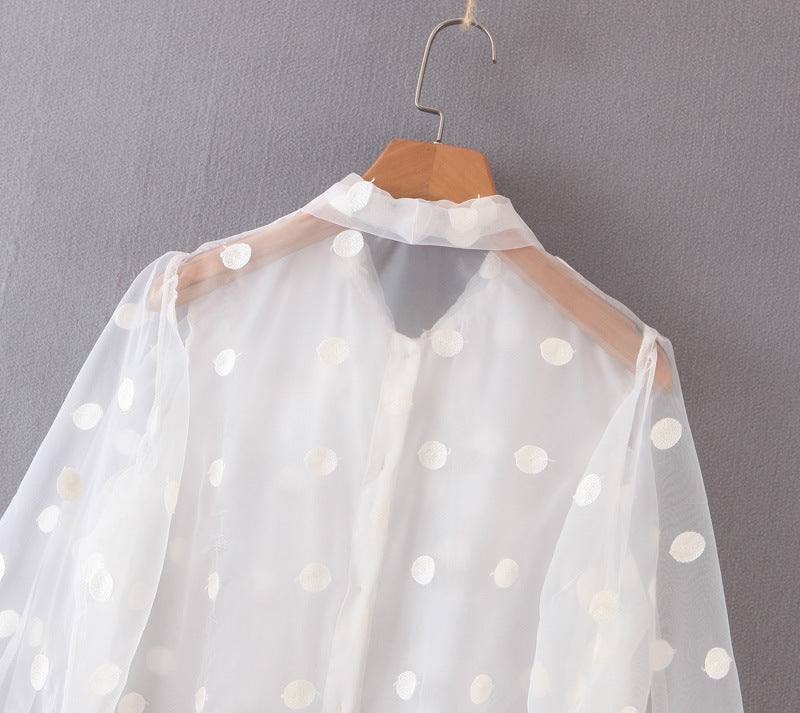 Susie Secretary Dotted Linen Blouse