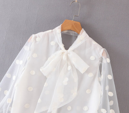 Susie Secretary Dotted Linen Blouse