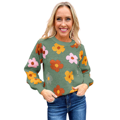 Flower Child Knit Pullover Women's Sweater