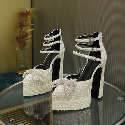 Forever and Always Platform Pearl Strappy Heels