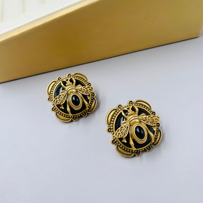 Starr Vintage Beetle Gold Plated Earrings