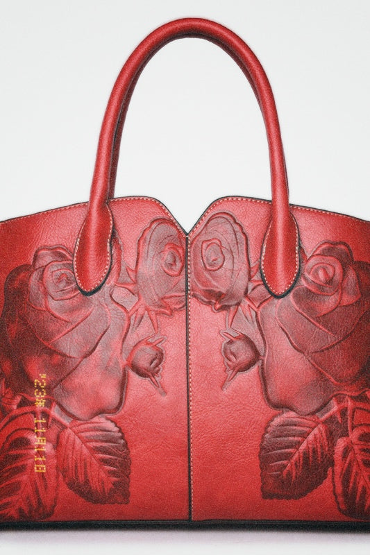 Peony Lane Floral Embossed Ladies Handbag