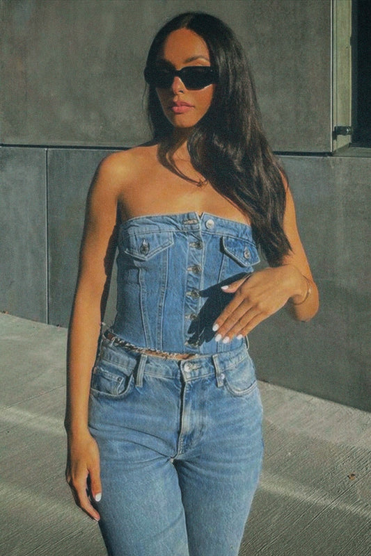 All Yours Denim Button Up Tank
