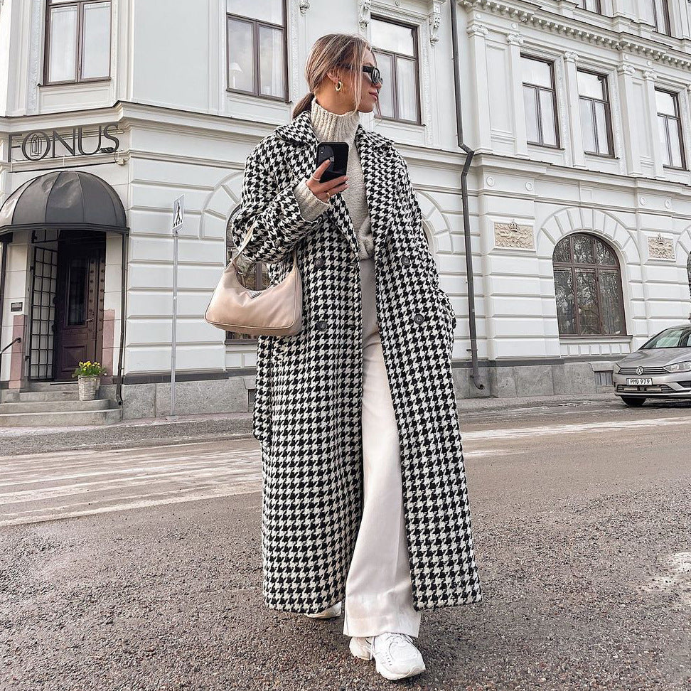 The Way Of The Road Houndstooth Trench Coat