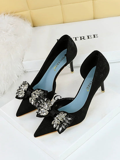 Dorota Rhinestone Bow High Heels