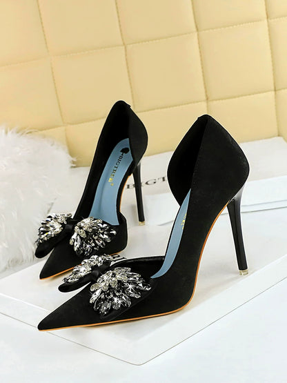 Dorota Rhinestone Bow High Heels