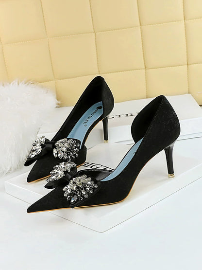 Dorota Rhinestone Bow High Heels