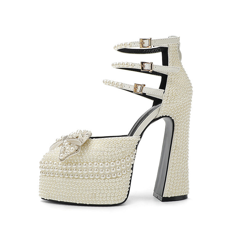 Forever and Always Platform Pearl Strappy Heels