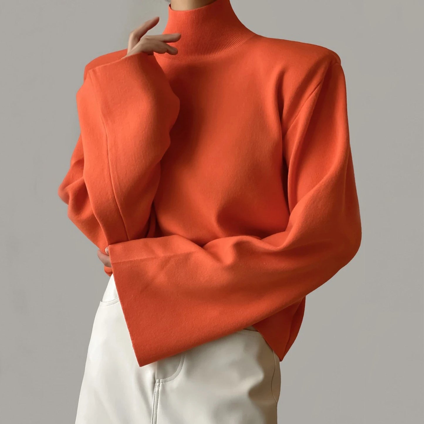 Kristy Flare Sleeve Knit Turtleneck Sweater